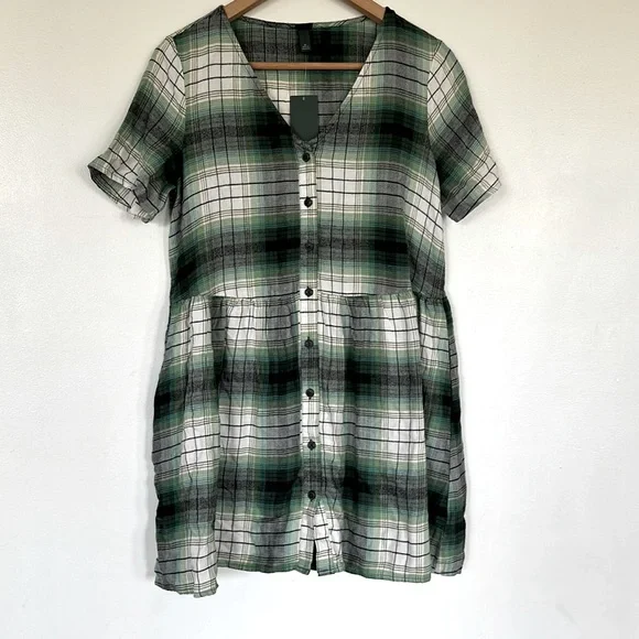 slim fit dress slacks All You Can Be Olive Green Plaid Dress – Shop the Mint main image 0